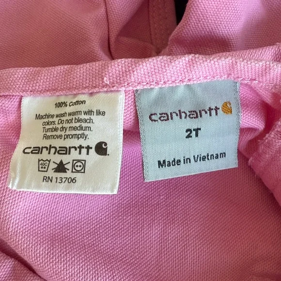 Carhartt Pink Overalls Bibs Pocket 2T - Picture 5 of 5